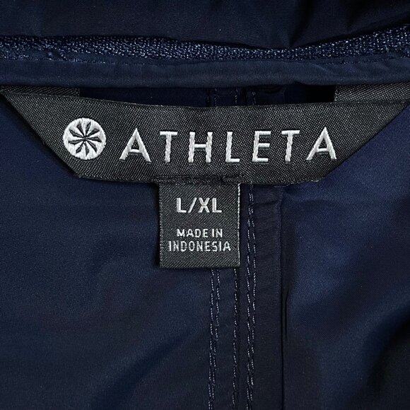 Athleta Rainfall Swing Hooded Zip Parka Jacket Navy Blue L/XL - Picture 4 of 13